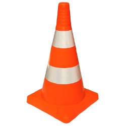 Конус дорожный h=520мм с УТЯЖЕЛИТЕЛЕМ, 2 светоотражающие полосы, квадратная основа