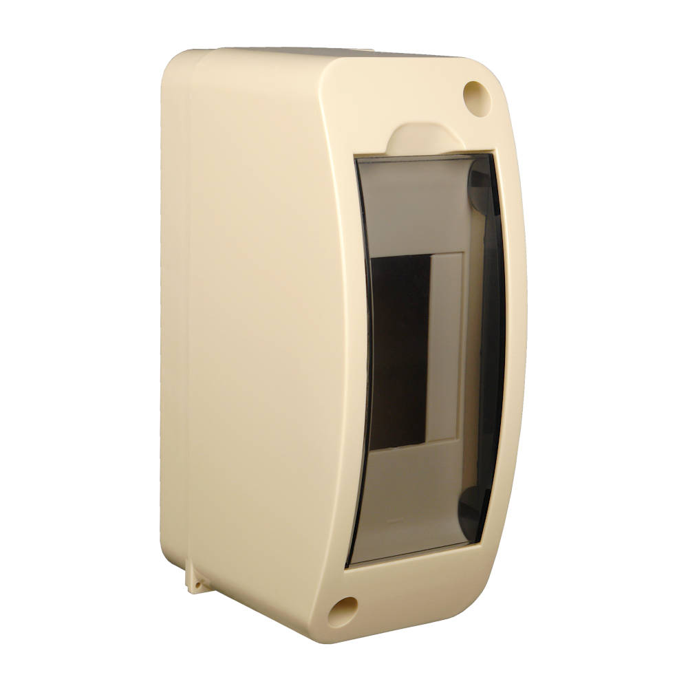 68302БЖ Тусо Щиток для о/п на 2 модуля с вертикальной дверцей, 140х55х85мм, IP40, бежевый